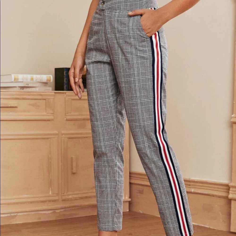 gray plaid pants